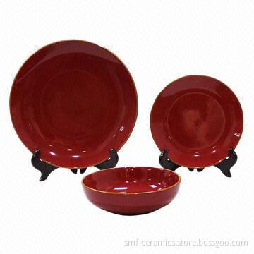 18-piece Color Glazed Ceramic Dinner Set, Various Glazes are Available